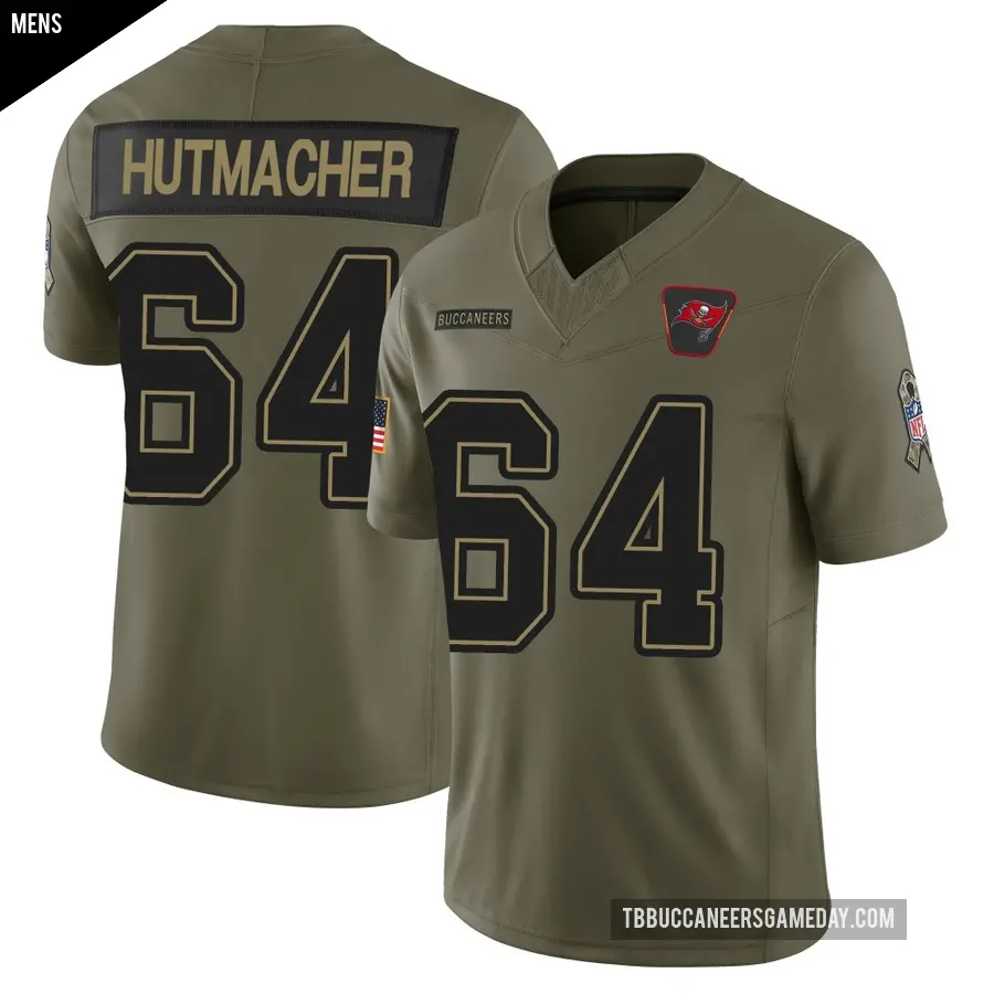 Men's Tampa Bay Buccaneers ＃64 Nash Hutmacher Olive Limited 2025 Salute to Service Jersey