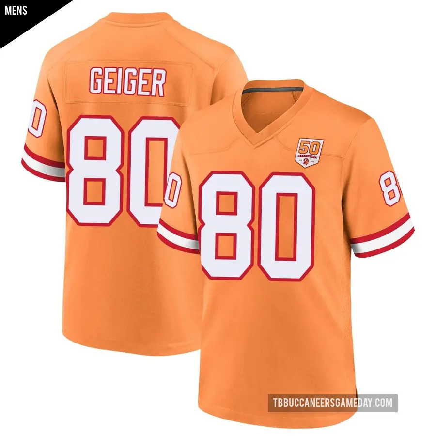 Men's Tampa Bay Buccaneers ＃80 Kaylon Geiger Cream Game sicle 50th Season Jersey