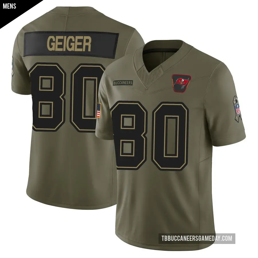 Men's Tampa Bay Buccaneers ＃80 Kaylon Geiger Olive Limited 2025 Salute to Service Jersey