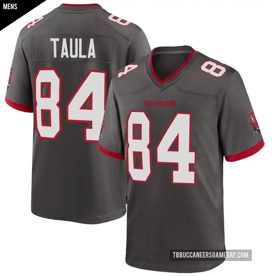 Men's Tampa Bay Buccaneers ＃84 Tanner Taula Game Pewter Alternate Jersey