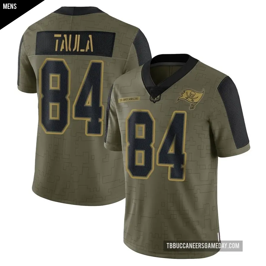 Men's Tampa Bay Buccaneers ＃84 Tanner Taula Olive Limited 2021 Salute To Service Jersey