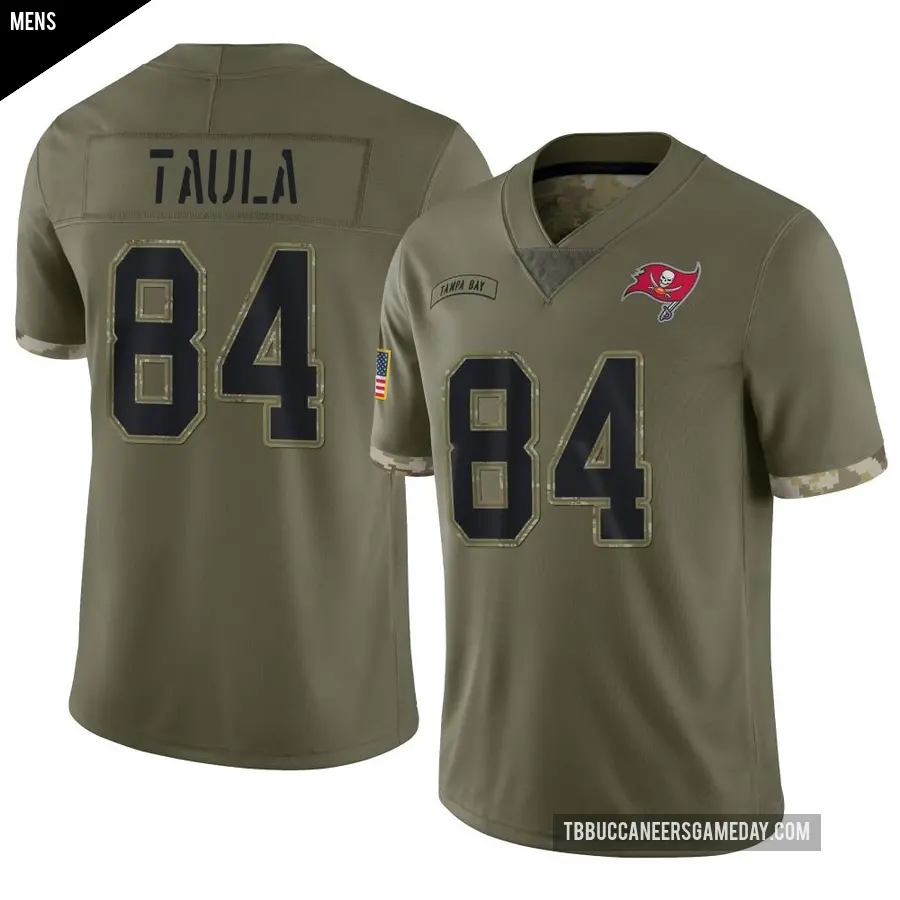 Men's Tampa Bay Buccaneers ＃84 Tanner Taula Olive Limited 2022 Salute To Service Jersey
