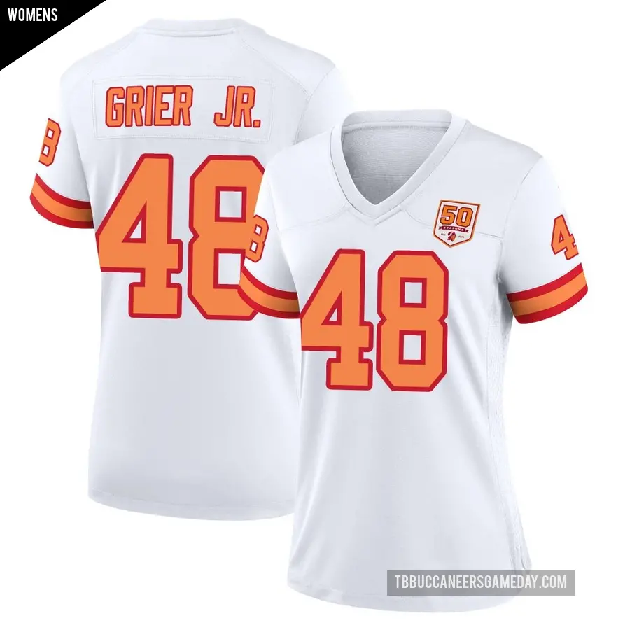 Women's Tampa Bay Buccaneers ＃48 Antonio Grier Jr. White Game '76 50th Season Jersey