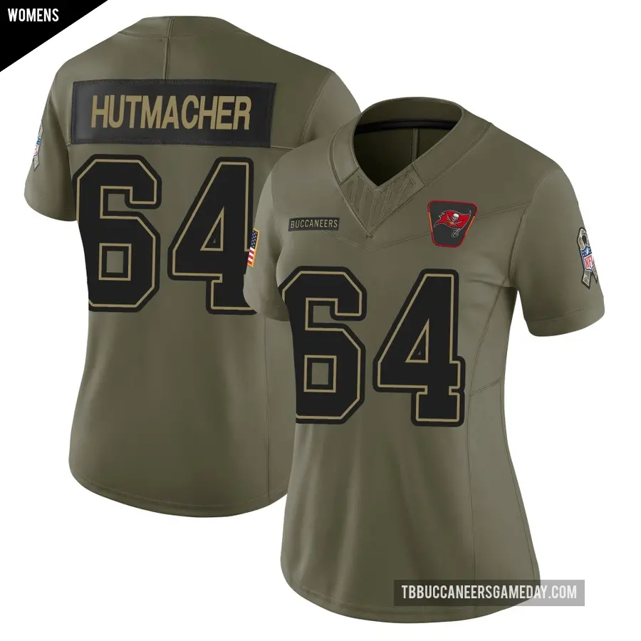Women's Tampa Bay Buccaneers ＃64 Nash Hutmacher Olive Limited 2025 Salute to Service Jersey