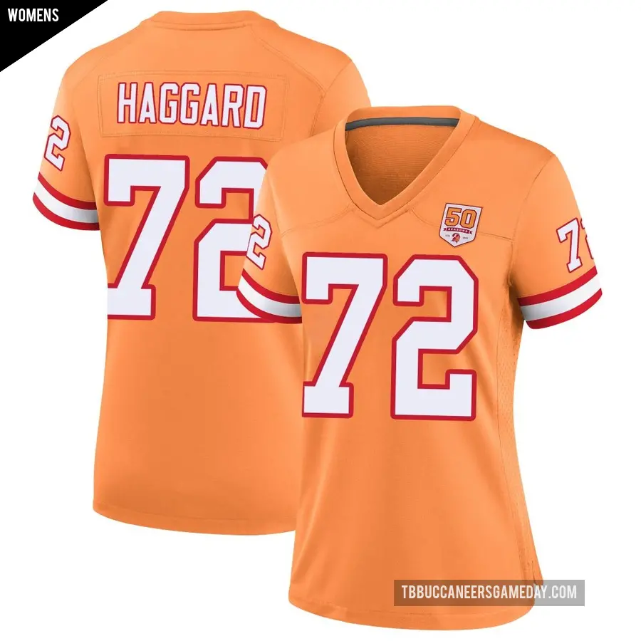 Women's Tampa Bay Buccaneers ＃72 Luke Haggard Cream Game sicle 50th Season Jersey