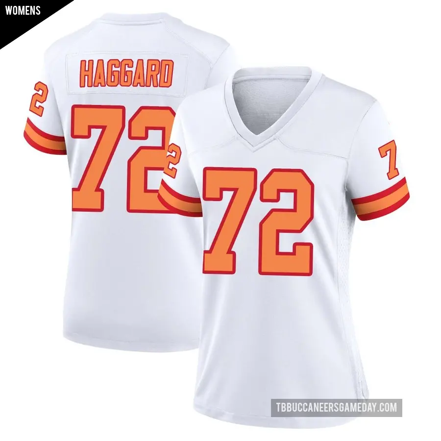Women's Tampa Bay Buccaneers ＃72 Luke Haggard White Game '76 Jersey