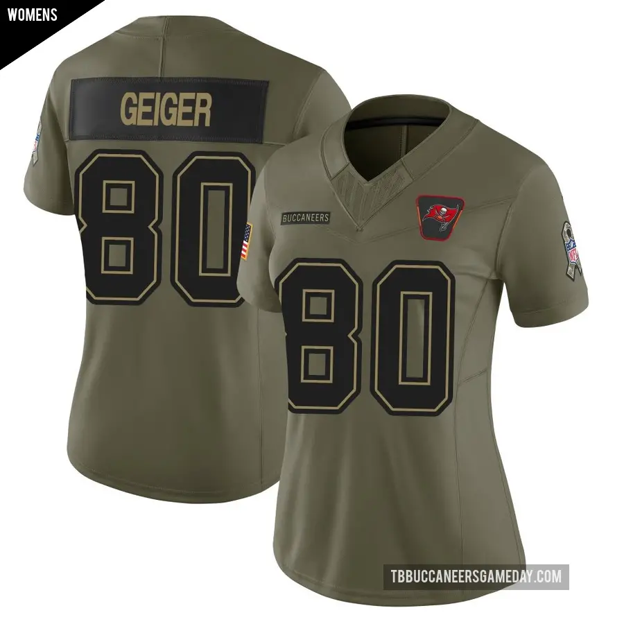 Women's Tampa Bay Buccaneers ＃80 Kaylon Geiger Olive Limited 2025 Salute to Service Jersey