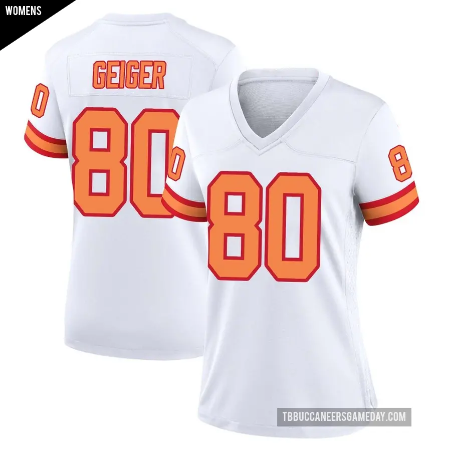 Women's Tampa Bay Buccaneers ＃80 Kaylon Geiger White Game '76 Jersey
