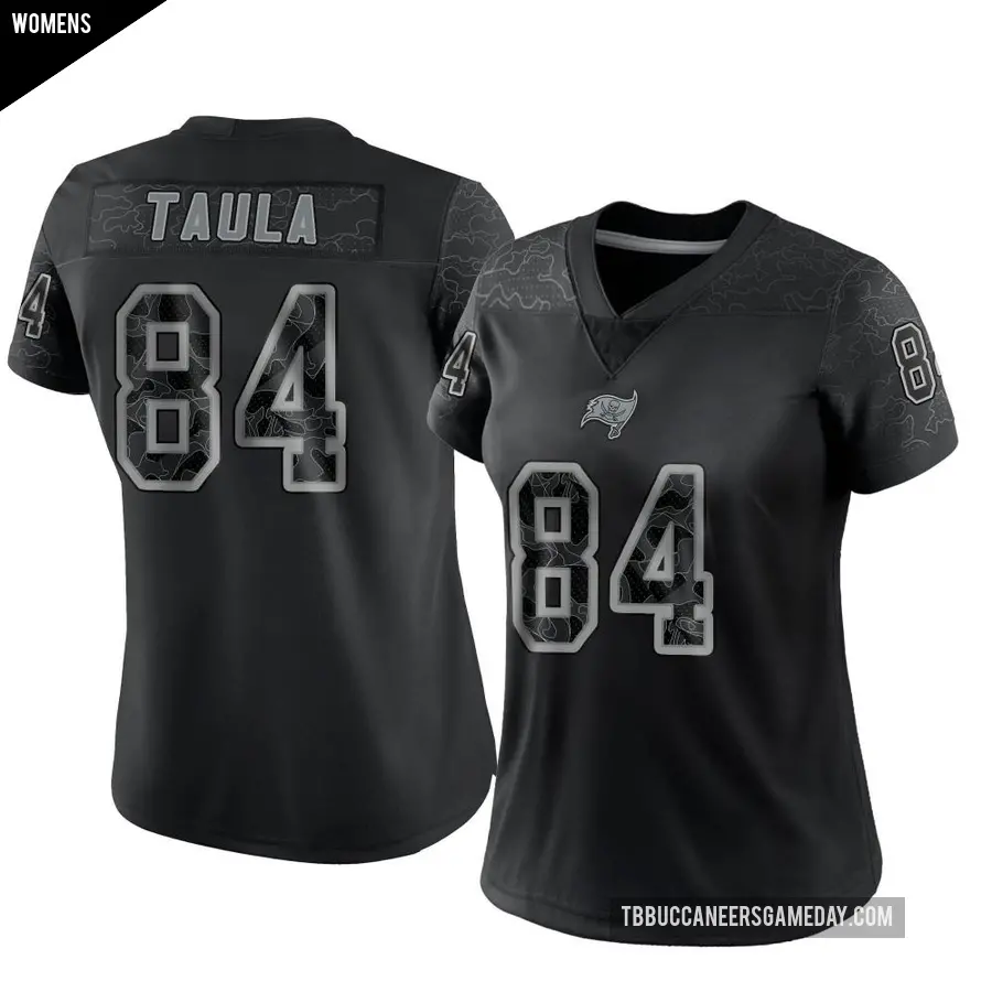 Women's Tampa Bay Buccaneers ＃84 Tanner Taula Black Limited Reflective Jersey