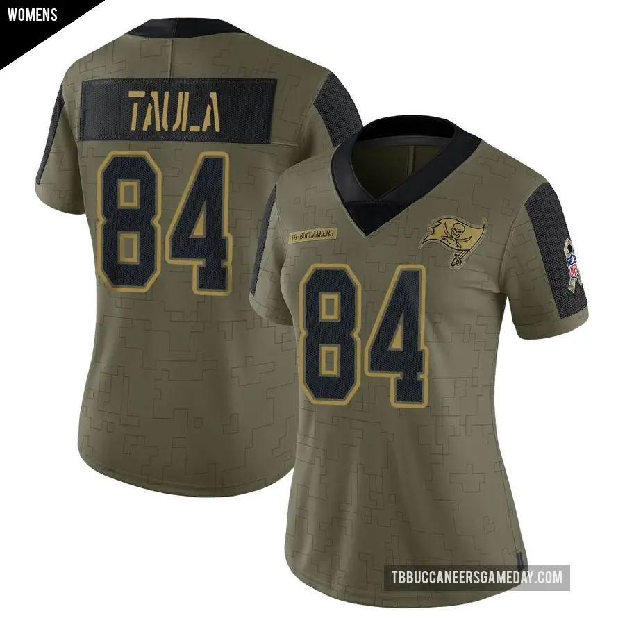 Women's Tampa Bay Buccaneers ＃84 Tanner Taula Olive Limited 2021 Salute To Service Jersey