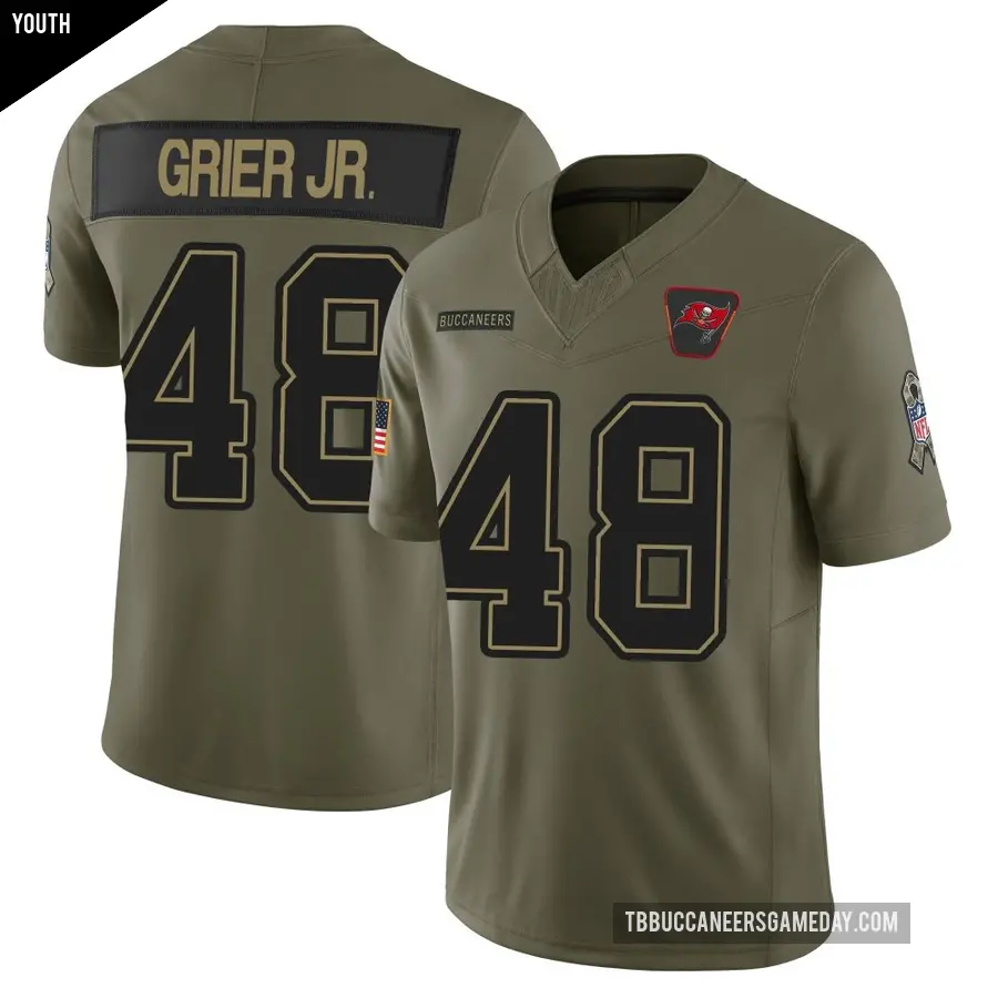 Youth Tampa Bay Buccaneers ＃48 Antonio Grier Jr. Olive Limited 2025 Salute to Service Jersey