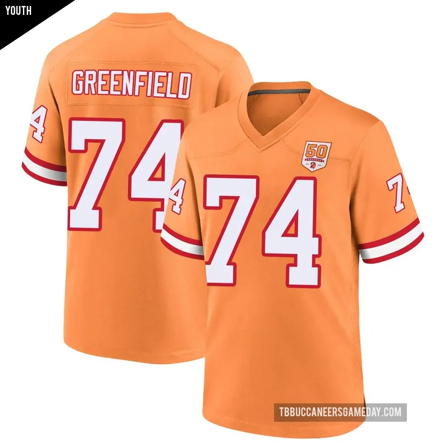 Youth Tampa Bay Buccaneers ＃74 Garret Greenfield Cream Game sicle 50th Season Jersey