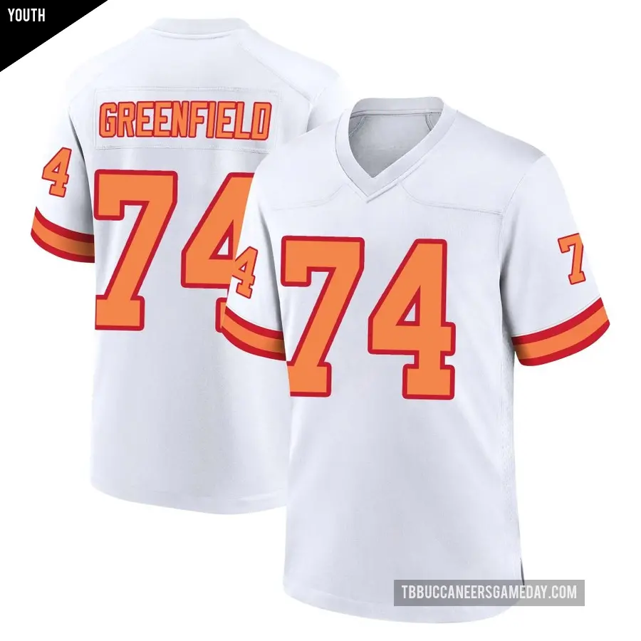 Youth Tampa Bay Buccaneers ＃74 Garret Greenfield White Game '76 Jersey