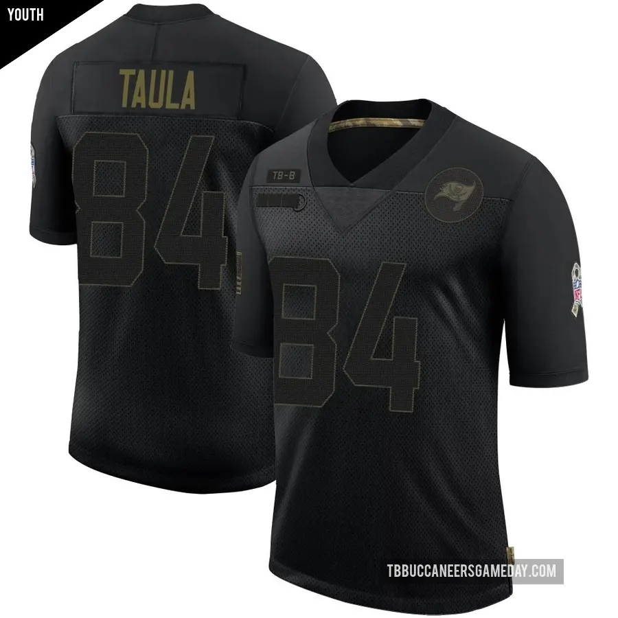 Youth Tampa Bay Buccaneers ＃84 Tanner Taula Black Limited 2020 Salute To Service Jersey