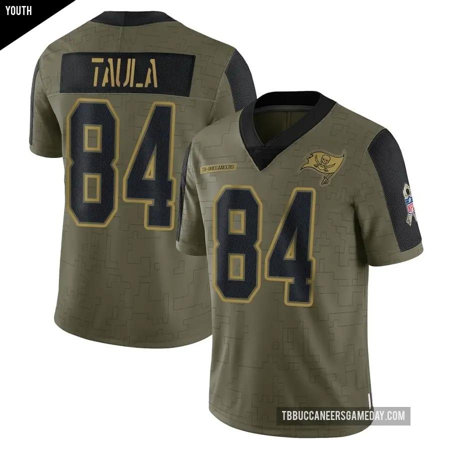 Youth Tampa Bay Buccaneers ＃84 Tanner Taula Olive Limited 2021 Salute To Service Jersey