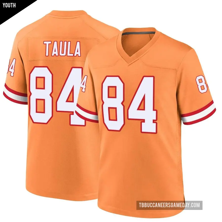 Youth Tampa Bay Buccaneers ＃84 Tanner Taula Orange Game Throwback Jersey